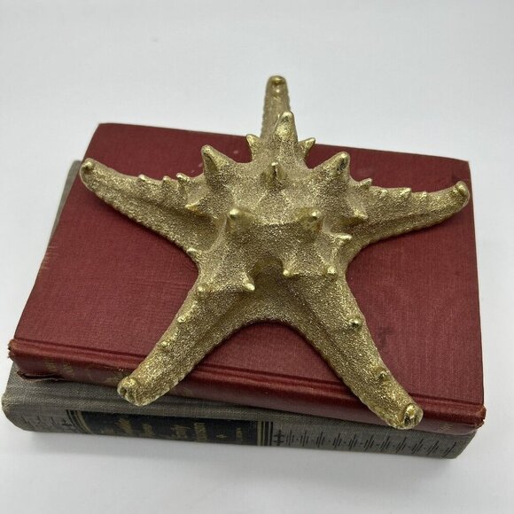 Large 8” Gold Tone Resin Starfish, Beach House, Ocean Coastal Decor - Picture 2 of 6